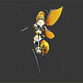 Smart Robot With Yellow Mechanical Wings Connected To Orange Orbs Via Wires