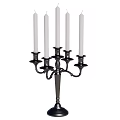 Elegant Candelabra Lamp With Multiple White Candles And Black Metal Base