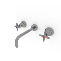 Stainless Steel Two Handle Wall Mounted Kitchen Faucet With Modern Design