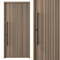 Modern Wooden Hinged Doors With Vertical Stripes Glass Panel And Black Accents