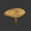 Fresh Orange Brown Mushroom With Large Cap Visible Texture And Thick Stem On Dark Background