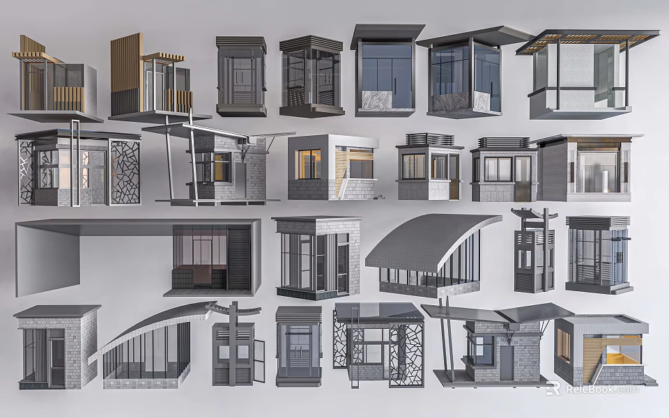 Various Modern Entrance Gates With Different Architectural Design Styles And Features 3d model 