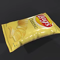 Lays Classic Potato Chips Snack With Yellow Packaging And Crispy Chips Design 3d model