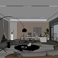 Modern Office Interior Design With Sofa Work Desk Floor Lamp Plants Large Windows City View