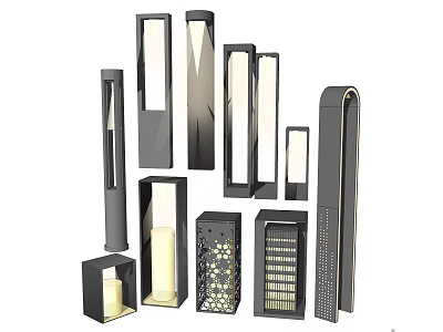 Modern Outdoor Lights With Various Stylish Designs And Contemporary Finishes 3d model