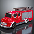 Red Fire Truck Model With Ladder Distressed Body And FIRE Lettering On Dark Background
