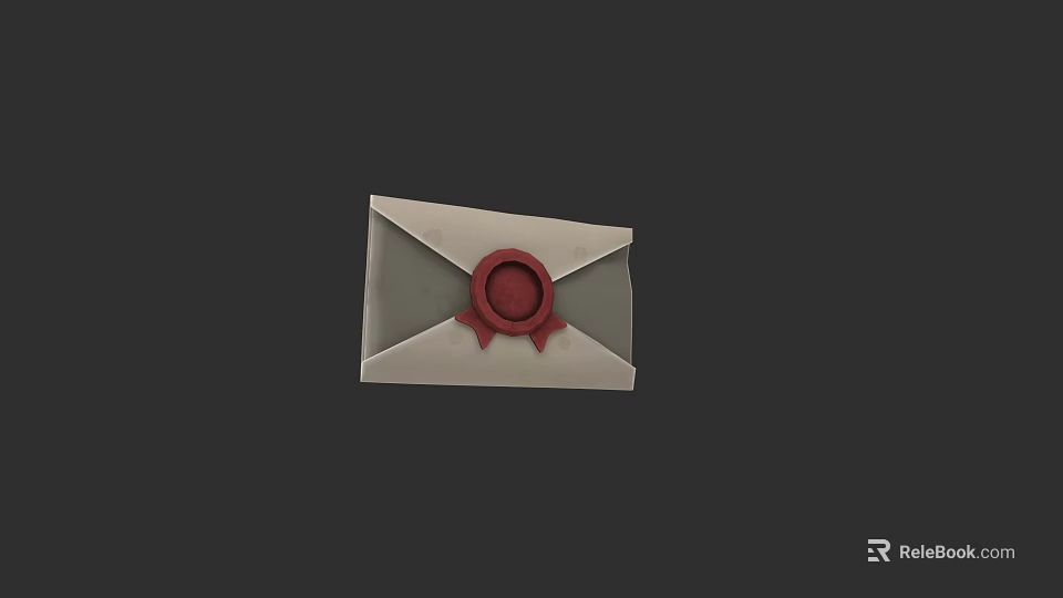 Classic Books And Magazines Packaging With White Envelope And Red Wax Seal 3d model 
