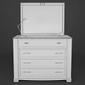 Traditional Wooden Dressing Table with Mirror Lamp Glasses and Multiple Drawers