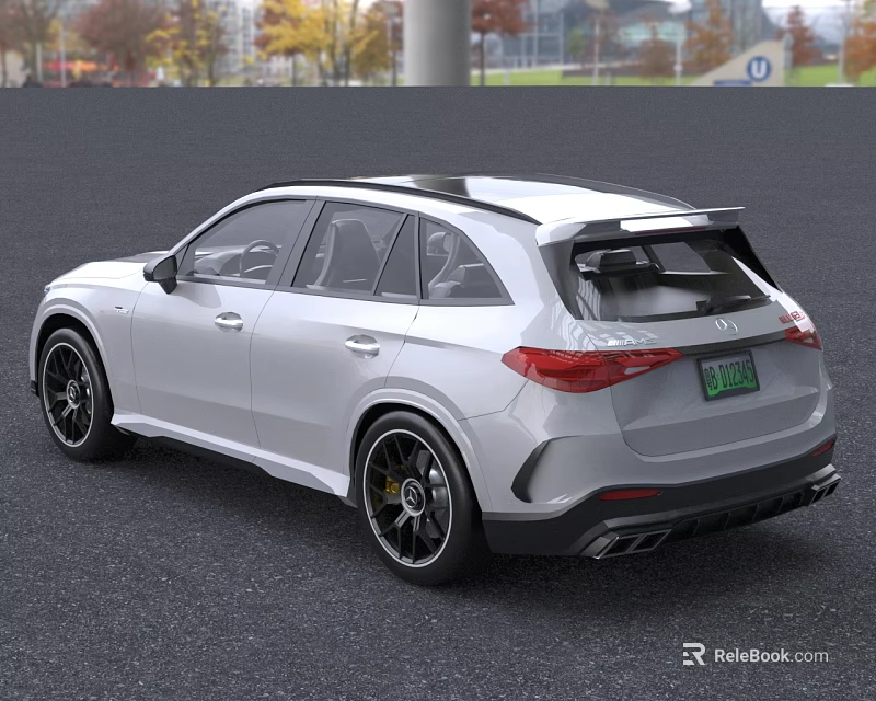 Silver High Performance SUV With Sporty Design Rear Spoiler And Black Wheels 3d model 