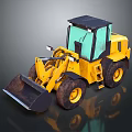 Yellow Construction Loader With Front Bucket Black Cab And Large Wheels