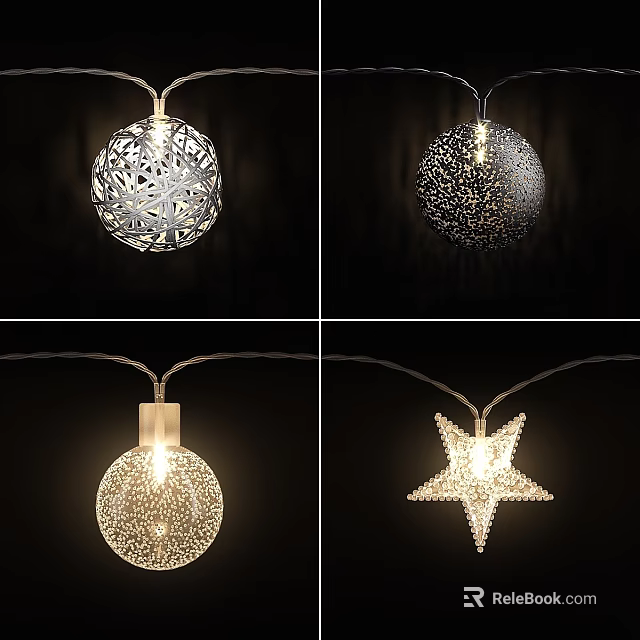Decorative Wall Hanging Lights with Snowflake Sphere Star and Hollow Design for Home Decor 3d model 