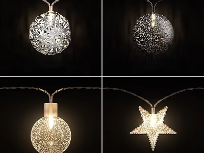 Decorative Wall Hanging Lights with Snowflake Sphere Star and Hollow Design for Home Decor 3d model