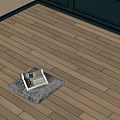 Natural Hardwood Flooring with Sunlight Leaf Shadow and Gray Cushion on Floor