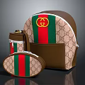 Stylish Backpack And Small Bag Set Featuring Red Green Stripes And Classic Pattern Design