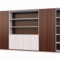 Modern Wooden Bookcase With Open Shelves And Closed White Cabinets For Storage