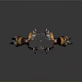 Futuristic Mechanical Armored Game Movie Character With Orange Black Spiked Armor Design