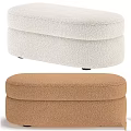 Oval Shaped Sofa Stool with Textured Fabric in Multiple Colors for Home Living Room