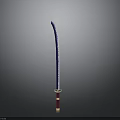 Traditional Samurai Sword With Blue Blade Red Handle And Golden Accents