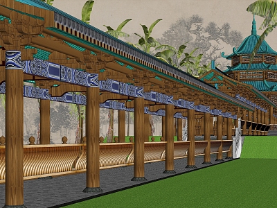 Corridor pavilion with height difference model