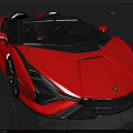 Red Convertible Sports Car With Modern Sharp Angular Lines And Black Wheels