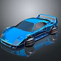 Metallic Blue Modern Sports Car With Sleek Design And Rear Spoiler