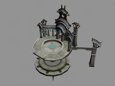 Fantasy Style Circular Platform Architecture Featuring Decorative Towers Arches And Details 3d model