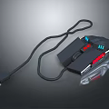 High Precision Wired Gaming Mouse With RGB Red Blue Lighting And Black Design 3d model