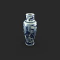 Traditional Blue And White Ceramic Vase With Classic Hand Painted Patterns Design 3d model