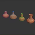 Decorative Clay Ceramic Vases with Textured Patterns for Home Living Decor 3d model