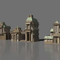 Classic European Architecture with Ornate Domes Towers and Balconies in Architectural Model