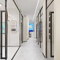 Modern Dental Clinic Interior With Reception Desk Sofa Green Plant And Glass Partition