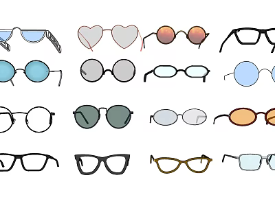 Various Fashionable Jewelry Accessories With Heart Round Square Frame Designs For Women 3d model