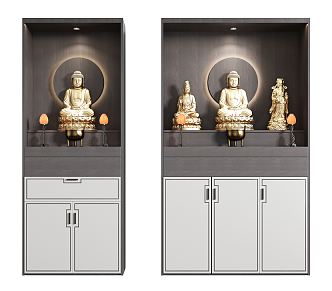 new chinese-style buddha cabinet buddha niche 3d model