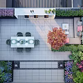 Roof Garden Design Featuring Various Plants Seating Area Dining Table and Colorful Flowers