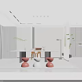 Modern TV Wall Living Room Interior Design With White Gray Decor LED Lights And Decorative Plant