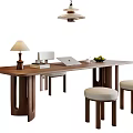 Modern Mid-ancient Style Desk and Chair Combination Modern Desk and Chair Mid-ancient Style Chandelier Mid-ancient Style Table Lamp Mid-ancient Style Stool Desk Ornaments Fruit Solid Wood Desk and Chair 3d model