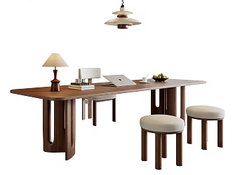 Modern Mid-ancient Style Desk and Chair Combination Modern Desk and Chair Mid-ancient Style Chandelier Mid-ancient Style Table Lamp Mid-ancient Style Stool Desk Ornaments Fruit Solid Wood Desk and Chair 3d model