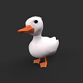 White Aquatic Duck 3D Model With Orange Beak And Feet On Black Background