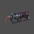 Industrial Mechanical Engine Featuring Red Pipes Black Base And Detailed Structure