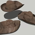Worn Brown Cowboy Hat with Blood Stains Scratches and Vintage Look