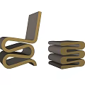 Modern Single Chair Design With Curved Wooden Frame And Gray Fabric Upholstery