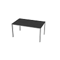 Modern Minimalist Dining Table With Dark Tabletop And Sleek Metal Legs 3d model