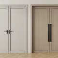 Modern Minimalist Double Doors With White And Light Wood Sleek Design
