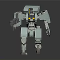 Light Blue Mech Robot With Weapon In Humanoid Battle Pose Design 3d model