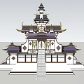 Traditional Chinese Ancient Architecture With Multi Tiered Roofs Stone Steps And Decorative Railings