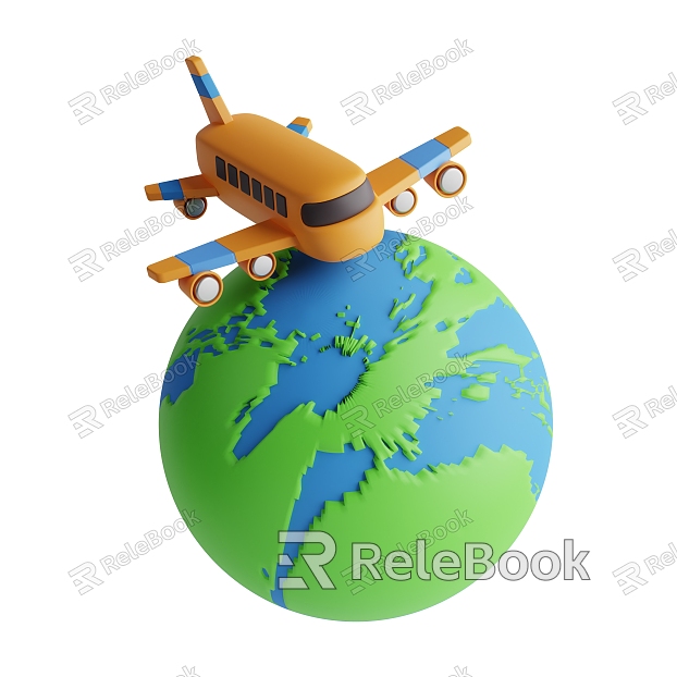 Earth plane passenger plane vehicle travel scene cartoon scene model