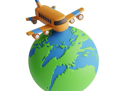 Earth plane passenger plane vehicle travel scene cartoon scene model