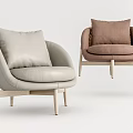 Modern Accent Chairs In Light Gray And Brown With Comfortable Cushions And Wooden Legs
