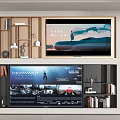 Modern TV Background Cabinet Design With Embedded TV Storage Shelves And Decorative Items