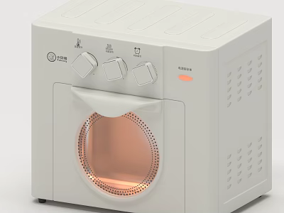 White Compact Air Fryer with Transparent Window and Knob Controls for Modern Kitchen 3d model